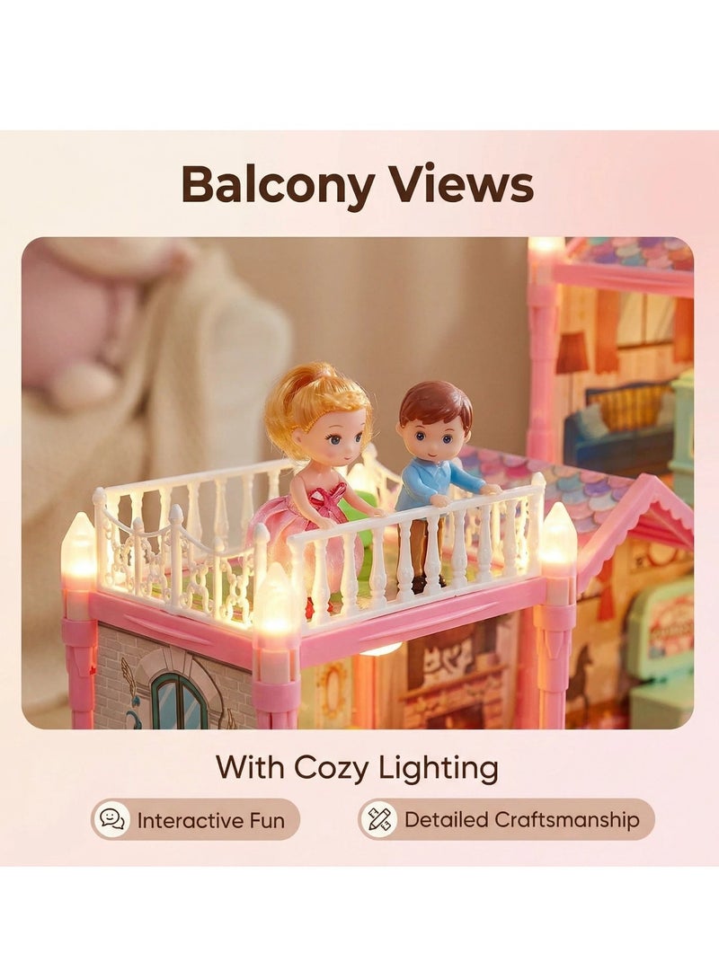 واي آند دي بيت دمى الأميرة المصنوع يدويًا للبنات، قلعة مكونة من 16 غرفة و3 شرفات، ألعاب قلعة مع أكثر من 35 قطعة إكسسوارات، أثاث واقعي ودمى، مجموعة ألعاب القلعة الفاخرة مع أضواء، هدية مثالية لأعياد الميلاد والعيد للبنات من سن 4 إلى 8 سنوات. - Image 3